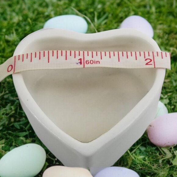 Miniature Heart Shaped Jewelry Box Bone China Boudoir Access. Engagement Box VTG - Picture 3 of 8